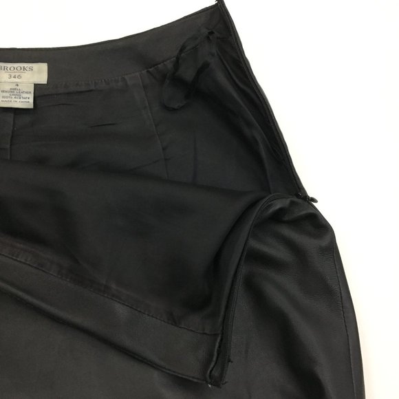 BROOKS BROTHERS 346 Black 100% Genuine Leather Lined Skirt - Picture 5 of 10